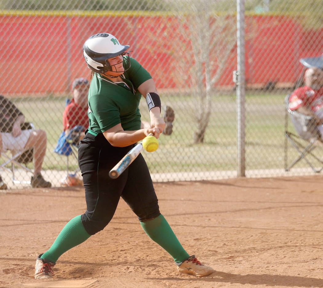 Palo Verde’s Grace Chavez (25) hits the ball during a game against Arbor View at Arbor ...