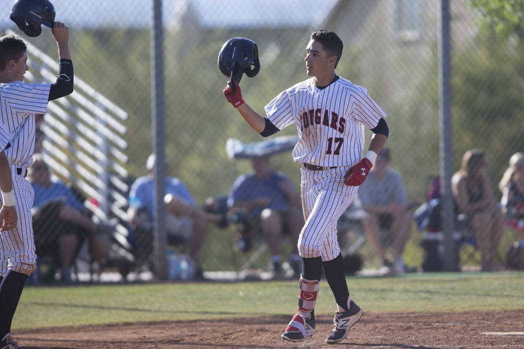 Coronado’s Jake McLean (17) runs home for a score after a three-run homer against Foot ...