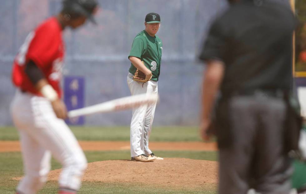 Palo Verde’s Tanner Lewis (3) stares a batter down during the sixth inning of a high s ...