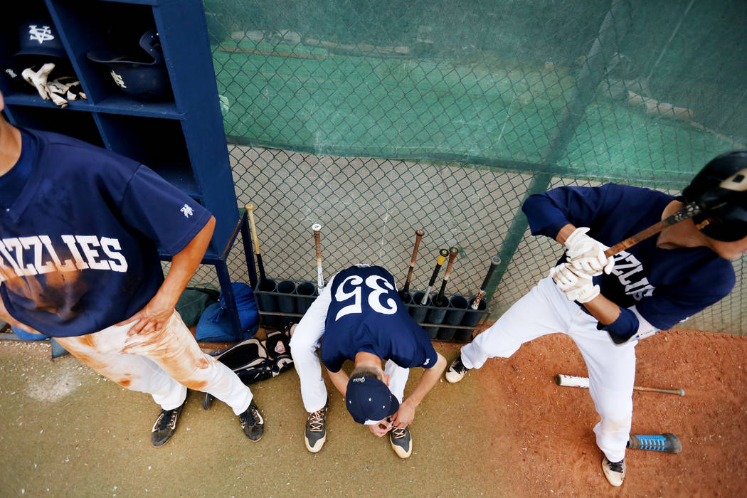 Spring Valley players prepare to bat during the fifth inning against Sierra Vista High Schoo ...