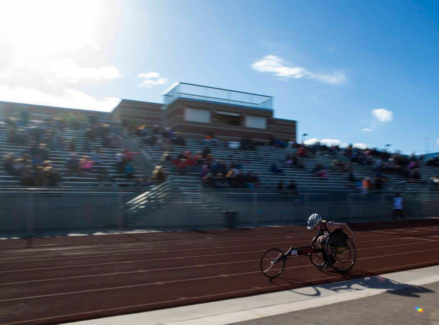 Palo Verde’s Ben Slighting competes in the 1600-meter run during a track and field mee ...