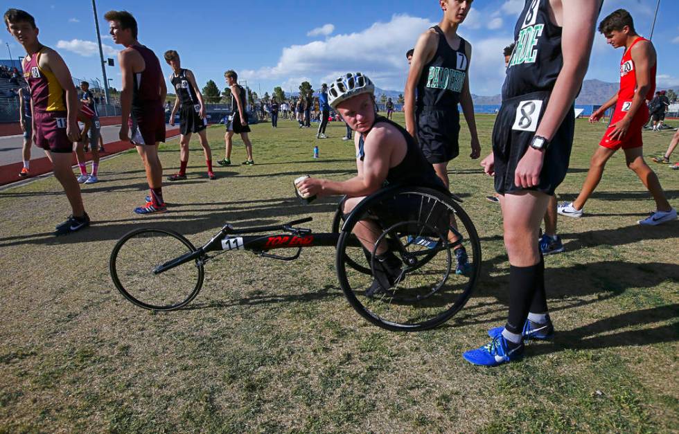 Palo Verde’s Ben Slighting, who competes in a wheelchair, gets ready for the 1600-mete ...