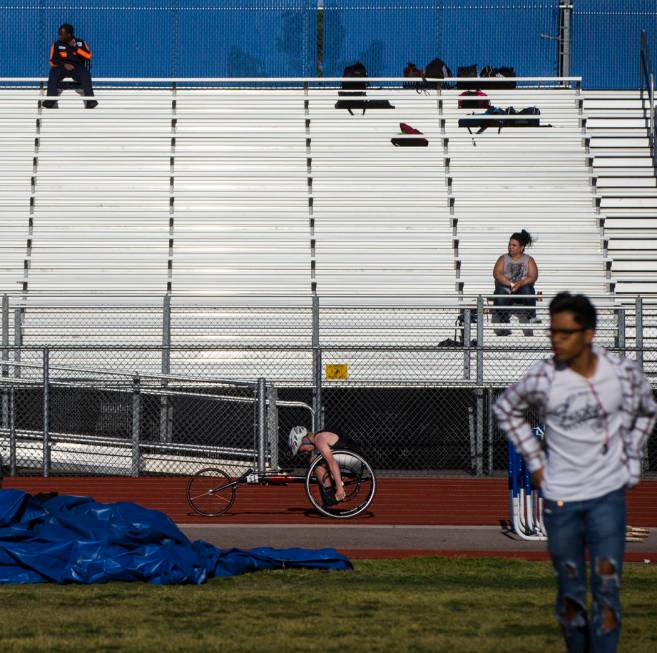 Palo Verde’s Ben Slighting competes in the 1600-meter run during a track and field mee ...