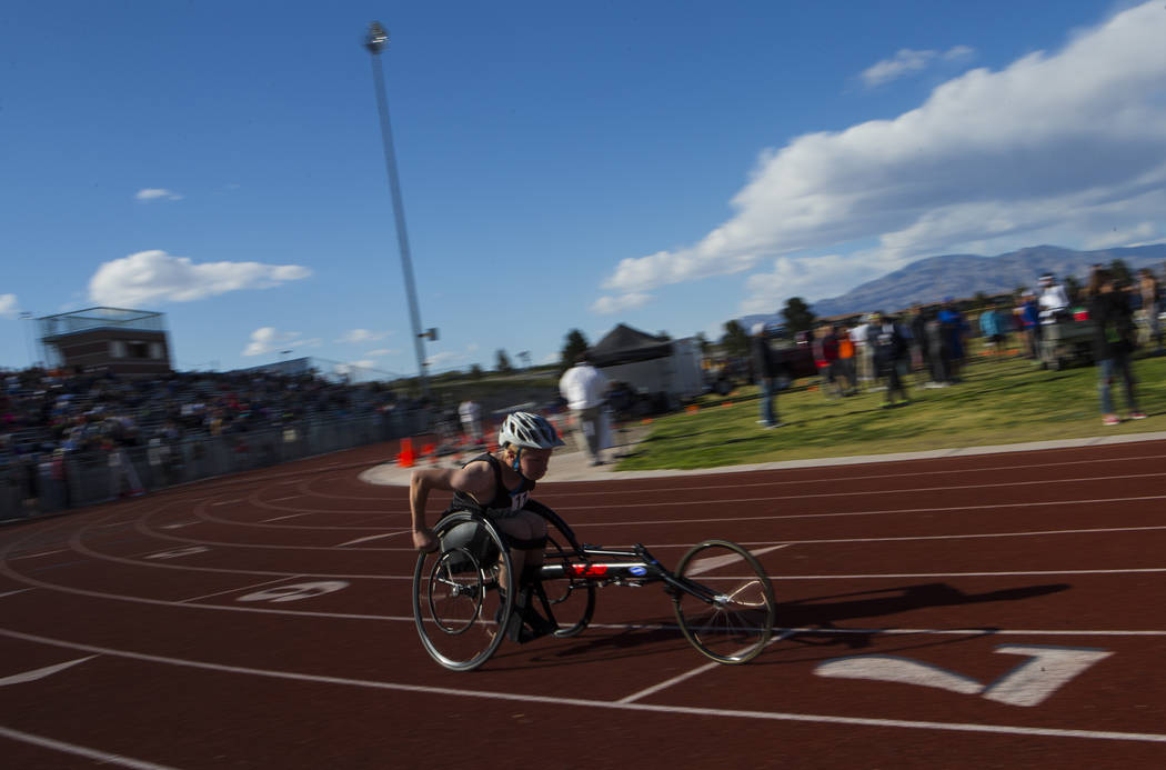 Palo Verde’s Ben Slighting competes in the 1600-meter run during a track and field mee ...