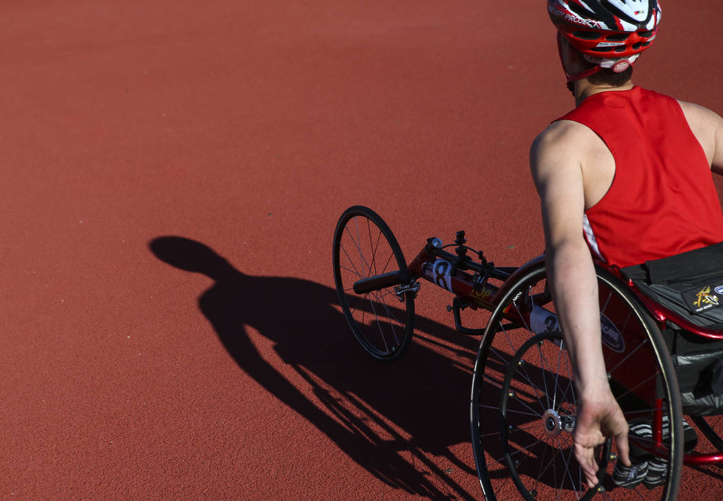 Arbor View freshman Blake Dickinson during a track and field meet at Arbor View High School ...