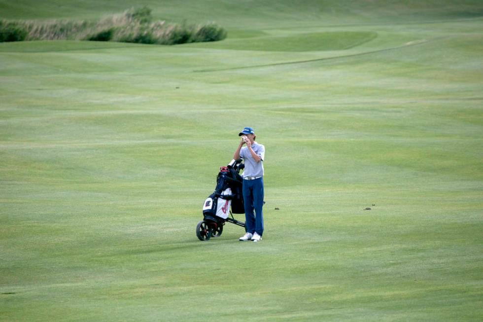 Coronado freshman Brett Sodetz hits the ball on the 18th hole of the Sunrise Region golf tou ...