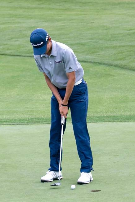 Coronado sophomore Joey Dotta hits the ball on the 14th hole of the Sunrise Region golf tour ...