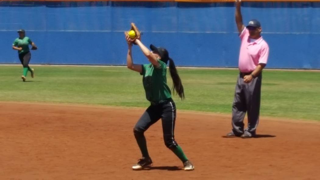 Rancho second baseman Jazmin Gonzalez snares a pop up to end the fifth inning during the Cla ...