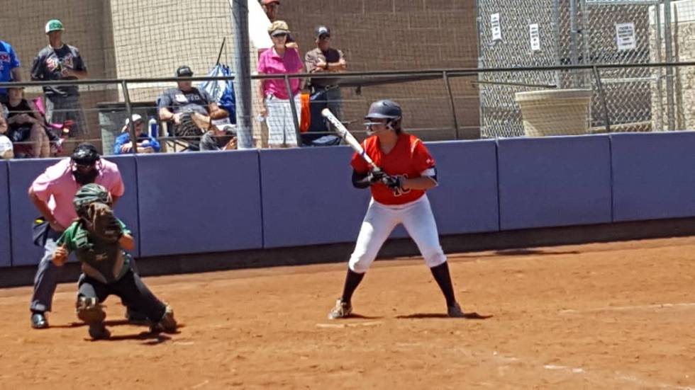 Coronado’s Jillian James watches an outside pitch during the Class 4A Sunrise Region s ...