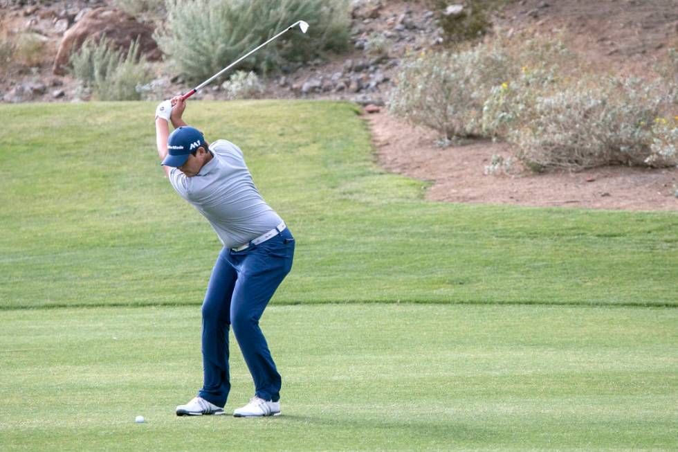 Coronado sophomore Dylan Fritz prepares to hit the ball of the Sunrise Region golf tournamen ...