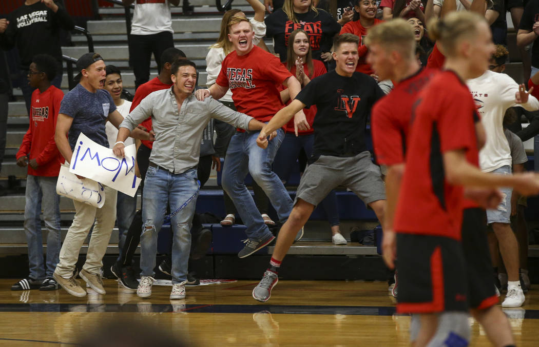 Las Vegas fans react as their team plays Centennial during the Class 4A boys state semifinal ...