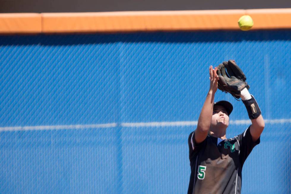 Palo Verde senior Cara Beatty catches the ball, getting Reed out, during a game at Bishop Go ...