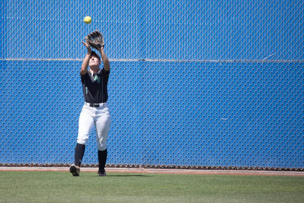 Palo Verde junior Makall Whetten catches the ball, getting Reed out, during a game at Bishop ...