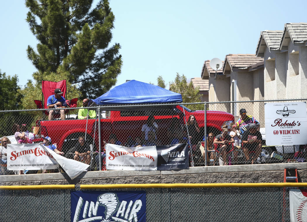 Fans watch as Basic plays Rancho during a Class 4A state baseball tournament game at Las Veg ...