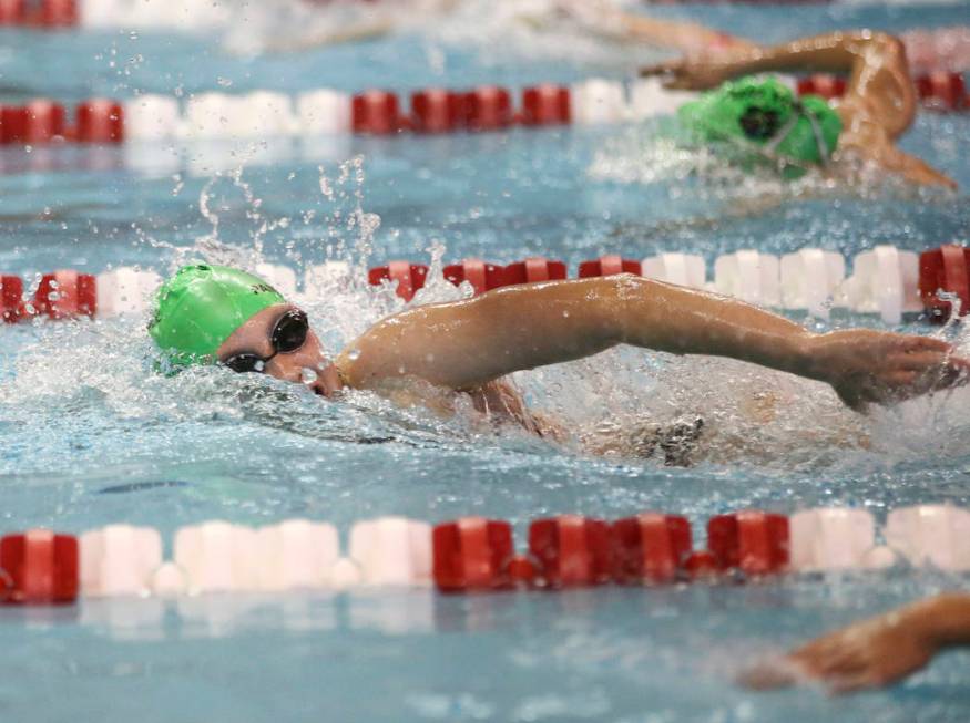 Palo Verde’s Chloe Freeman competes in the 500 yard freestyle during the Sunset Region ...