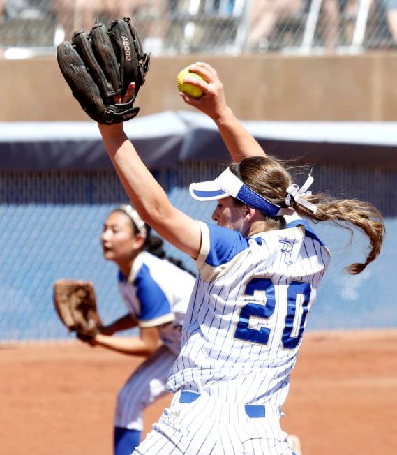 Reed’s Julia Jensen delivers a pitch against Palo Verde during their Class 4A State Ch ...