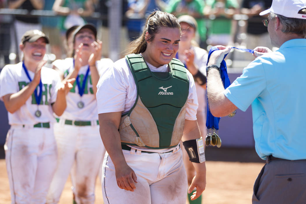 Palo Verde’s Grace Chavez (25) receives a medal following her team’s win against ...