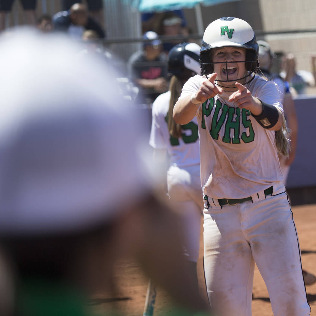 Palo Verde’s Ally Snelling (12) reacts after a play against Reed in the Nevada Class 4 ...