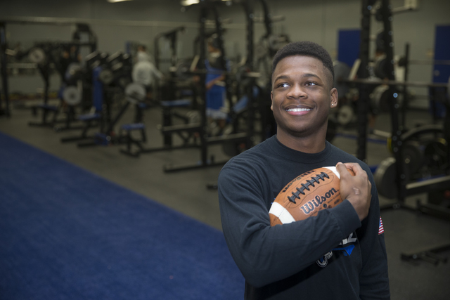 Desert Pines running back Isaiah Morris at Desert Pines High School on Wednesday, Jan. 25, 2 ...