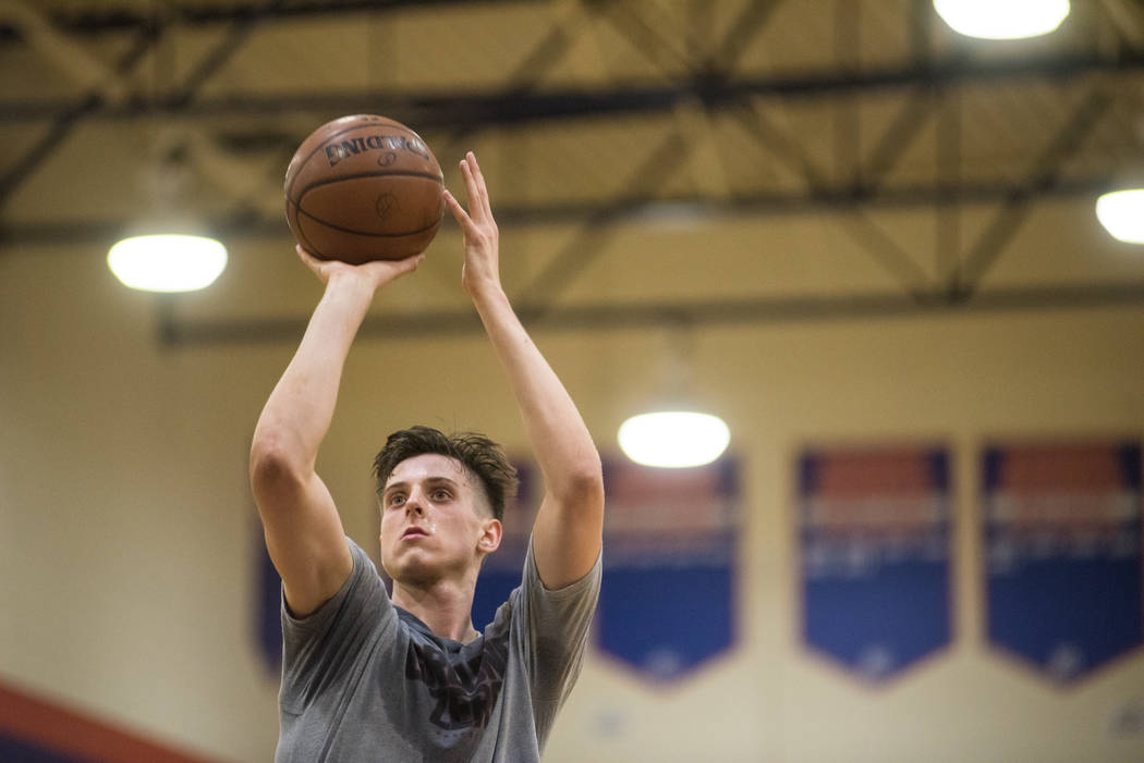 Portland Trail Blazers rookie Zach Collins trains at alma mater Bishop Gorman High School on ...