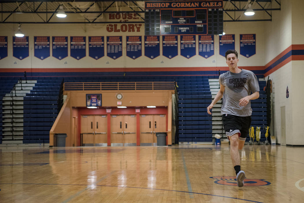 Portland Trail Blazers rookie Zach Collins trains at alma mater Bishop Gorman High School on ...