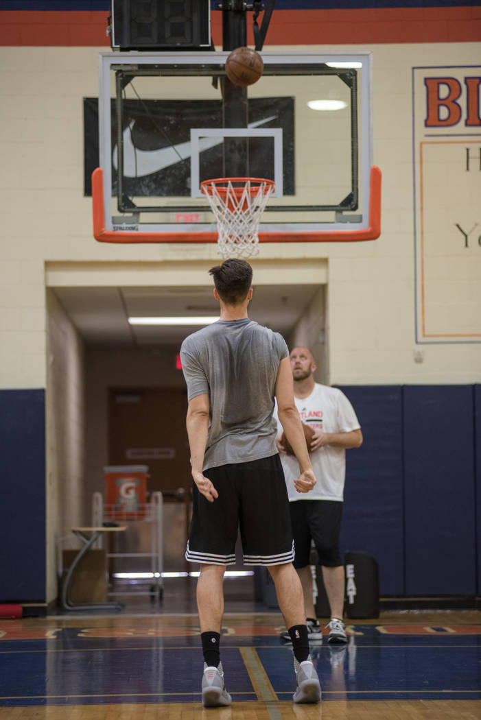 Portland Trail Blazers rookie Zach Collins trains at alma mater Bishop Gorman High School on ...