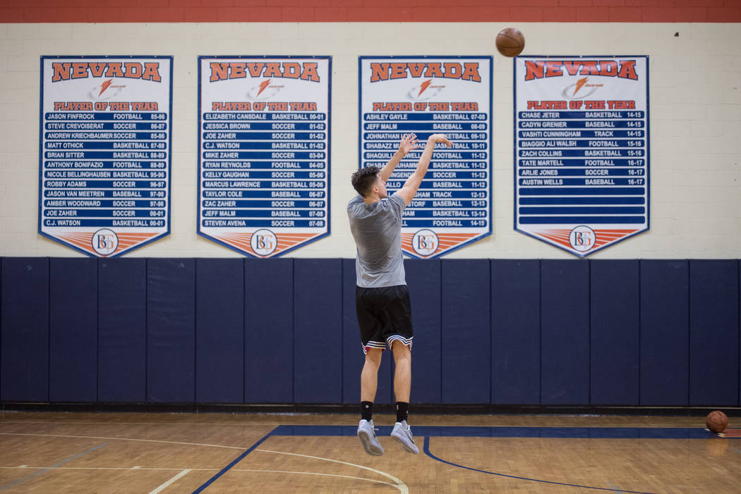 Portland Trail Blazers rookie Zach Collins trains at alma mater Bishop Gorman High School on ...