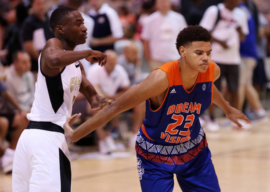 Dream Vision player Bryan Penn-Johnson plays in an Adidas Summer Championship AAU tournament ...