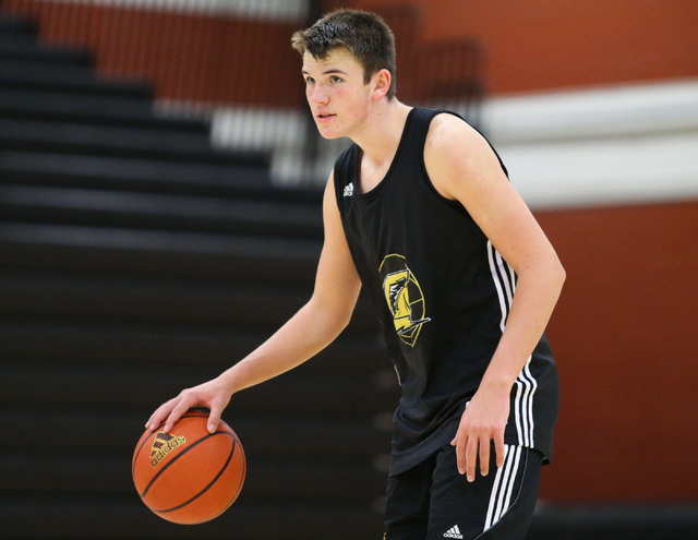 Clark guard James Bridges dribbles the ball during practice at Ed W. Clark High School in La ...