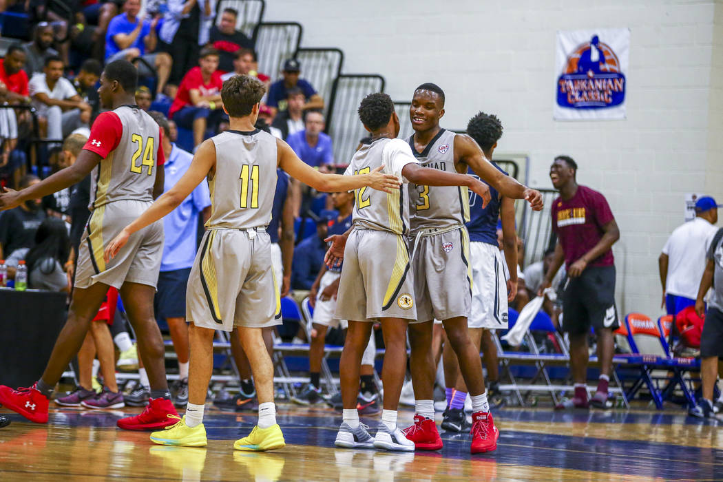 Team Thad celebrates after winning against New York during the Las Vegas Fab 48 Championship ...