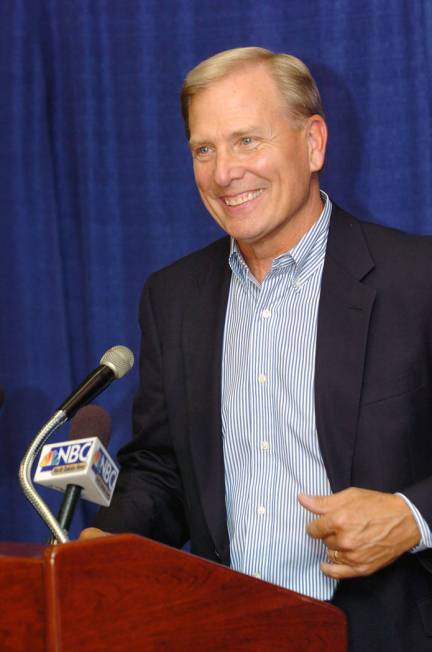 Dave Bliss answers questions during a news conference in Bismarck, N.D., Friday, Aug. 26, 20 ...