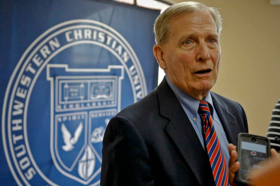 Dave Bliss speaks to the media during his introduction as the Southwestern Christian Univers ...