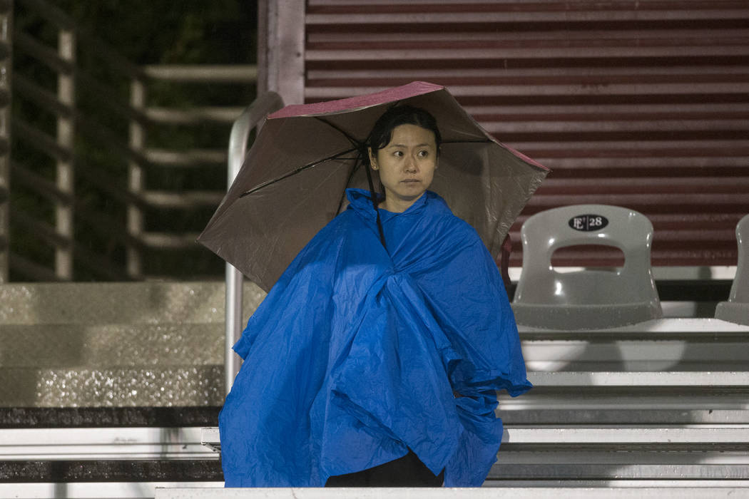 Amber Wang attends a football game between Green Valley and Faith Lutheran at Faith Lutheran ...