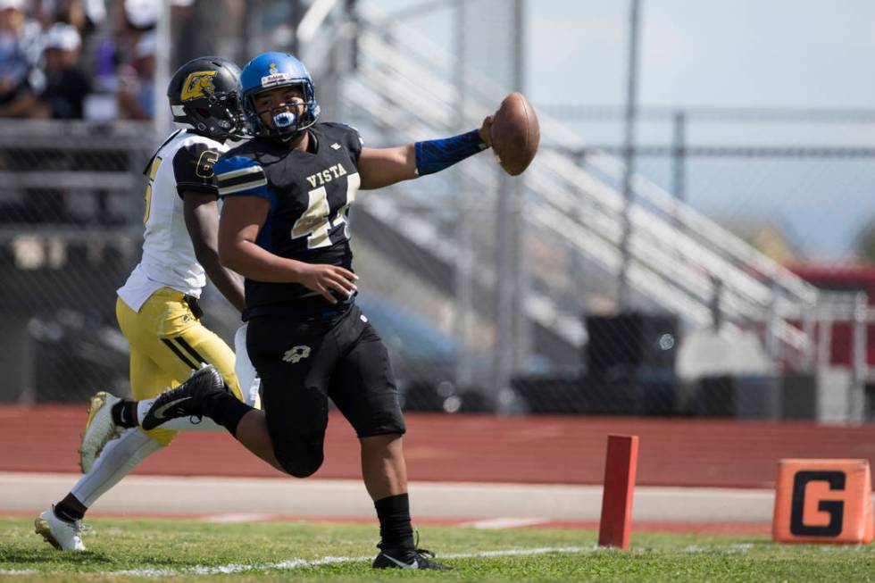 Sierra Vista’s Taelase Gaoteote (44) runs the ball for a touchdown against Clark in th ...