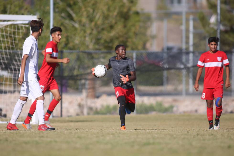 Western goalie Francisco Corona (0) looks for someone to pass the ball to during a game agai ...