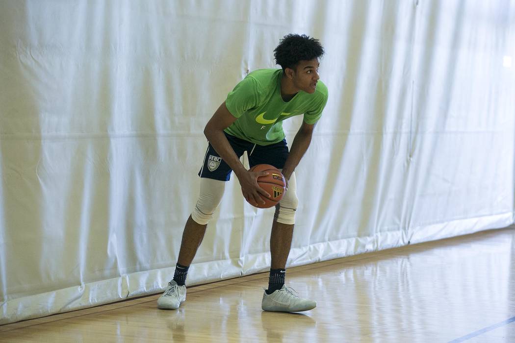 Jamal Bey runs drills during a Vegas Elite practice in Las Vegas on Tuesday, July 25, 2017. ...