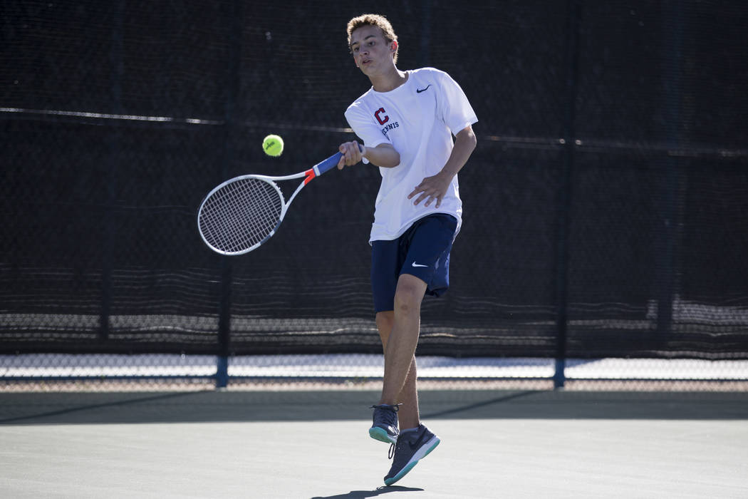 Coronado’s Ethan Quandt during his singles match at the Darling Tennis Center in Las V ...