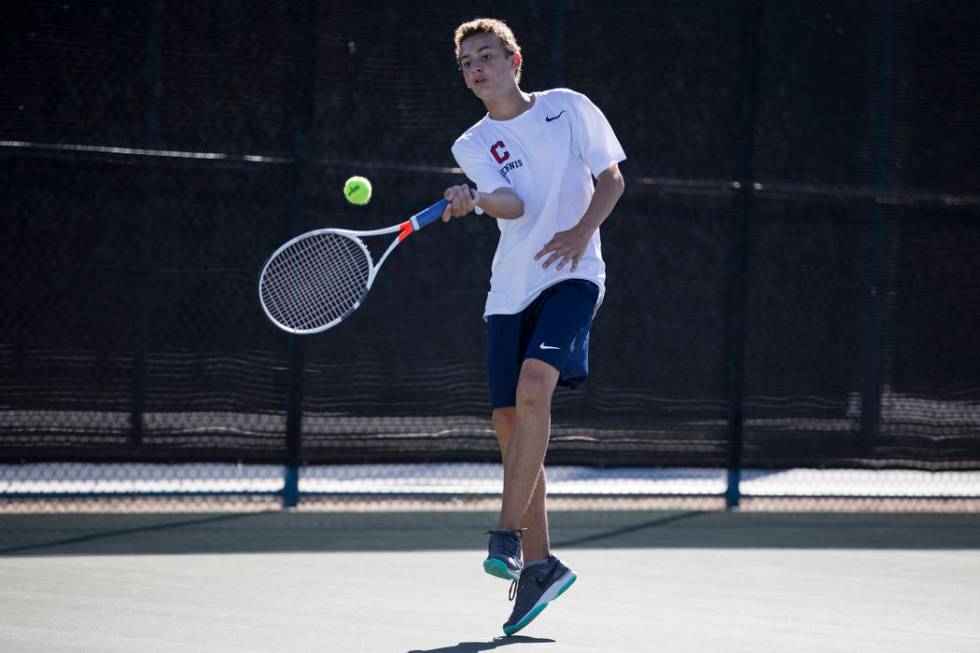 Coronado’s Ethan Quandt during his singles match at the Darling Tennis Center in Las V ...