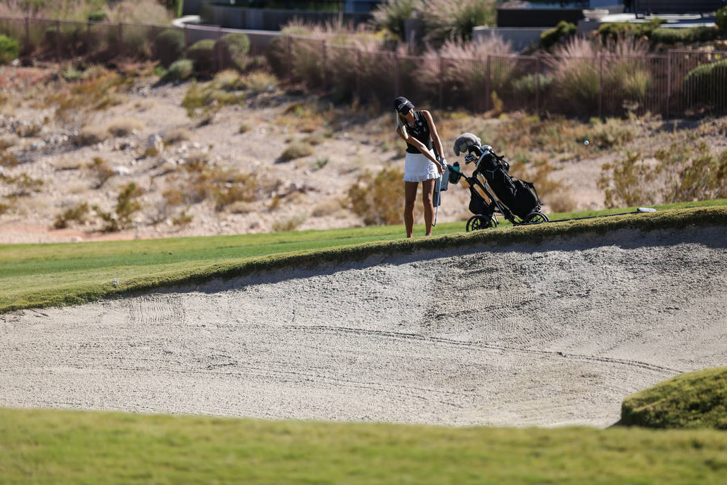 Palo Verde’s Annick Haczkiewicz swings during the Class 4A Sunrise and Sunset Region g ...