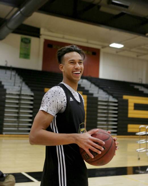 Clark High School senior Greg Foster during basketball practice at Clark High School in Las ...