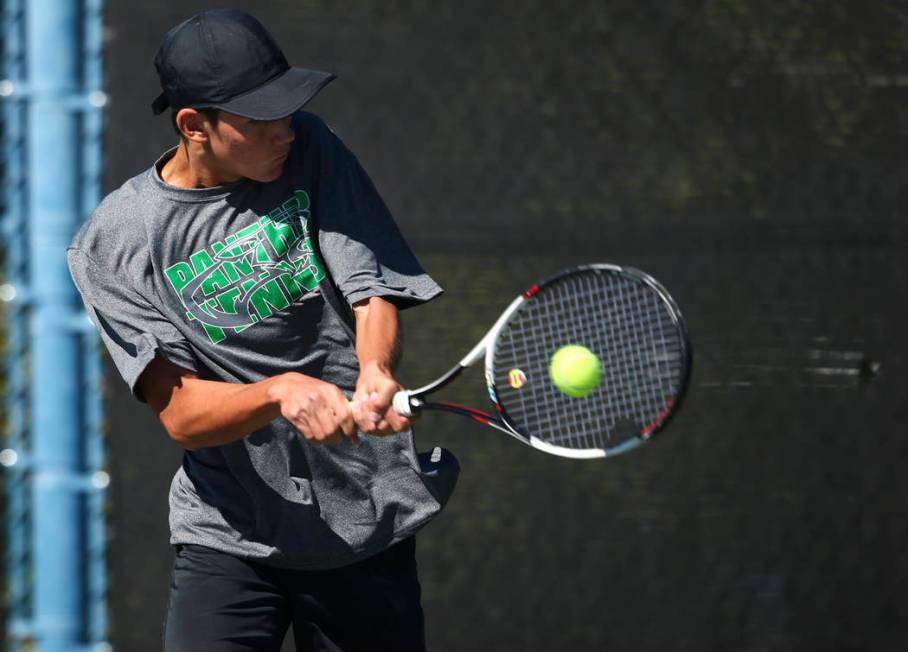 Palo Verde’s Axel Boticelli competes in the Class 4A state final at Darling Tennis Cen ...