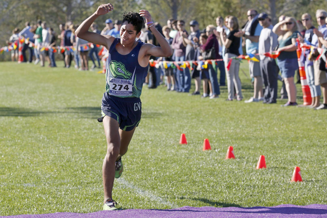 Green Valley’s Milton Amezcua (274) competes during the Boys Cross Country Class 4A Su ...