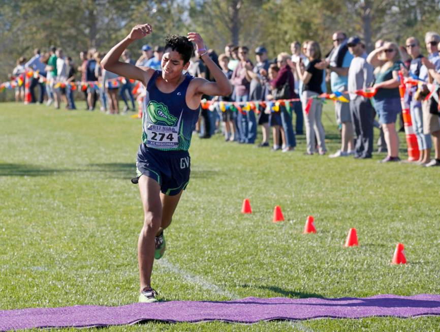 Green Valley’s Milton Amezcua (274) competes during the Boys Cross Country Class 4A Su ...