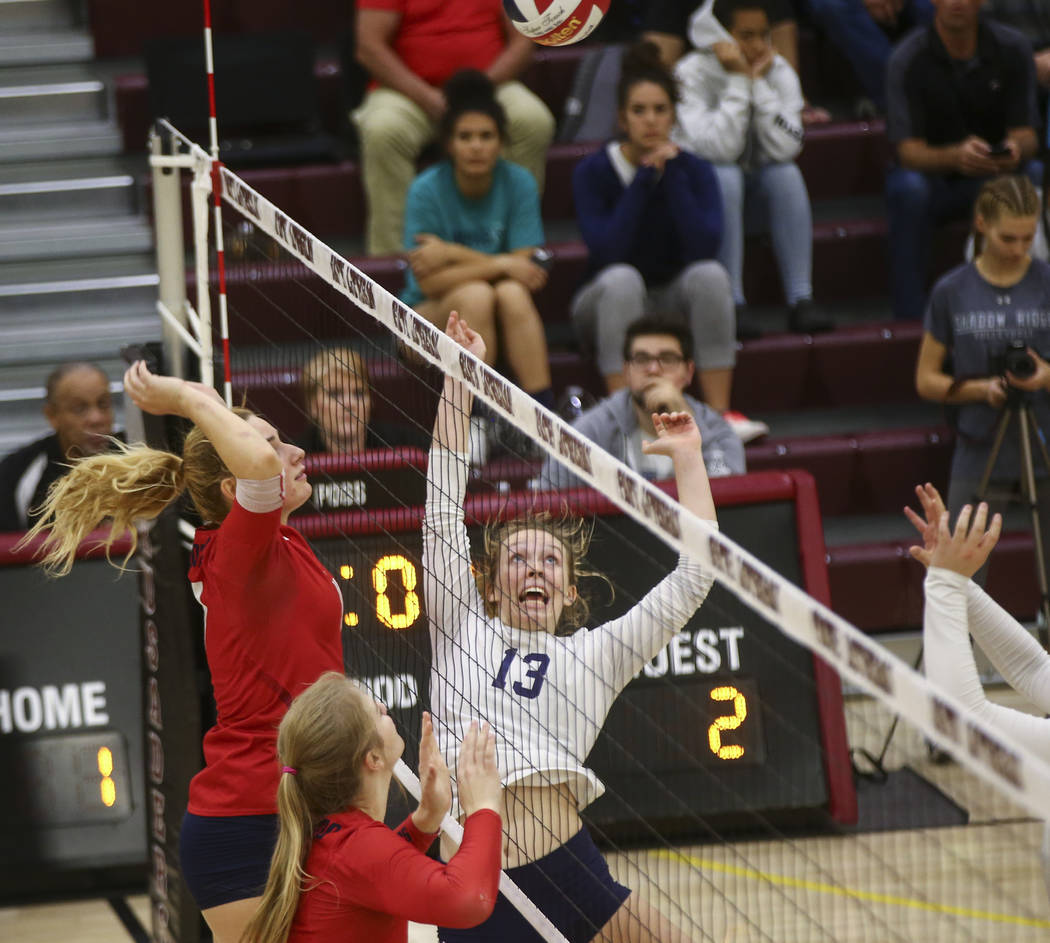 Shadow Ridge’s Autumn Spendlove (13) reacts while playing Coronado during the Class 4A ...