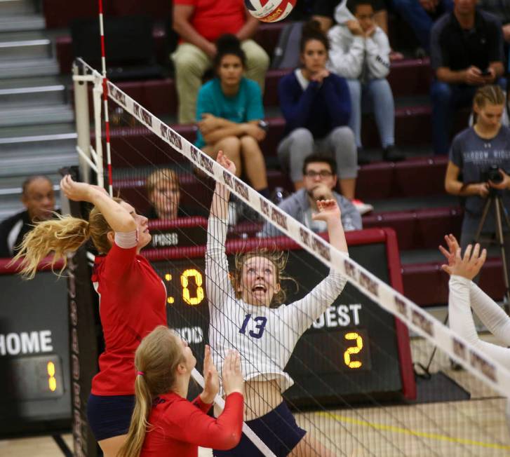 Shadow Ridge’s Autumn Spendlove (13) reacts while playing Coronado during the Class 4A ...