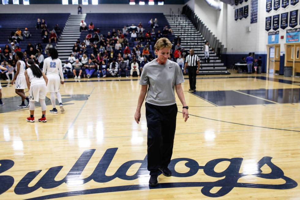 Centennial head coach Karen Weitz takes a moment during the second quarter of the Las Vegas ...