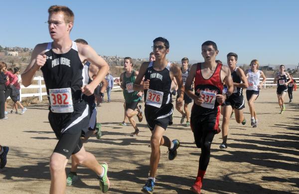 Palo Verde’s Connor Jones is followed by teammate Christian Castellanos and Las Vegas& ...