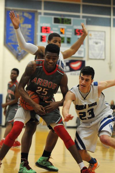 Chaparral’s Richard Nelson (23) goes up for a shot against Virgin Valley on Monday. Ne ...