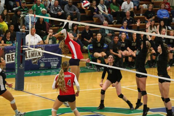 Coronado’s Nikki Jackson (7) jumps to attack against Palo Verde during the championshi ...