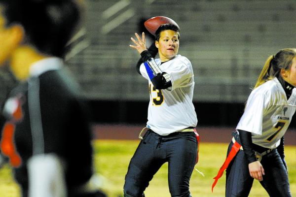 Foothill quarterback Sam Fennell (13) looks to throw a pass against Chaparral on Wednesday.